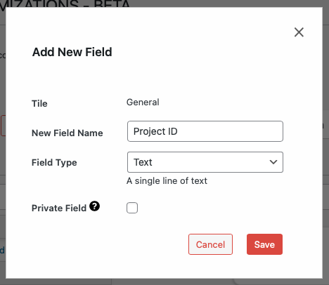 Add Field Modal