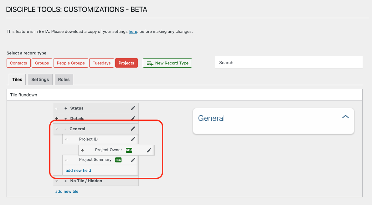 Reordering Fields Drag-and-Drop UI
