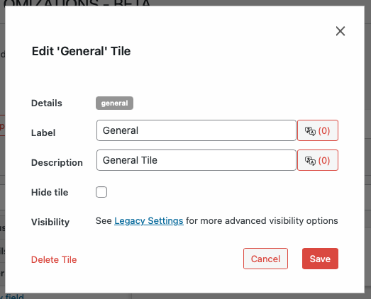 Edit Tile Modal