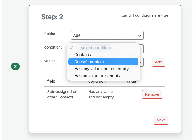 Conditions table in workflow design